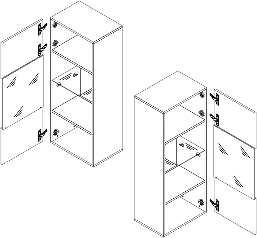 Lomadox Wohnwand Anbauwand weiß Hochglanz 6-teilig Modern, mit 2 TV-Lowboards, 2 Hängevitrinen mit Beleuchtung, 2 Hängeschränke