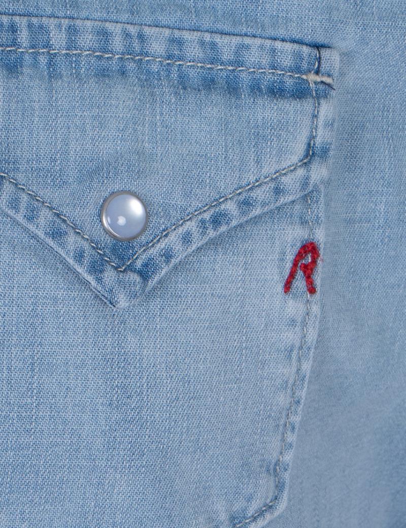 REPLAY CHEMISE HOMME DENIM PRESSIONS BLEU CLAIR