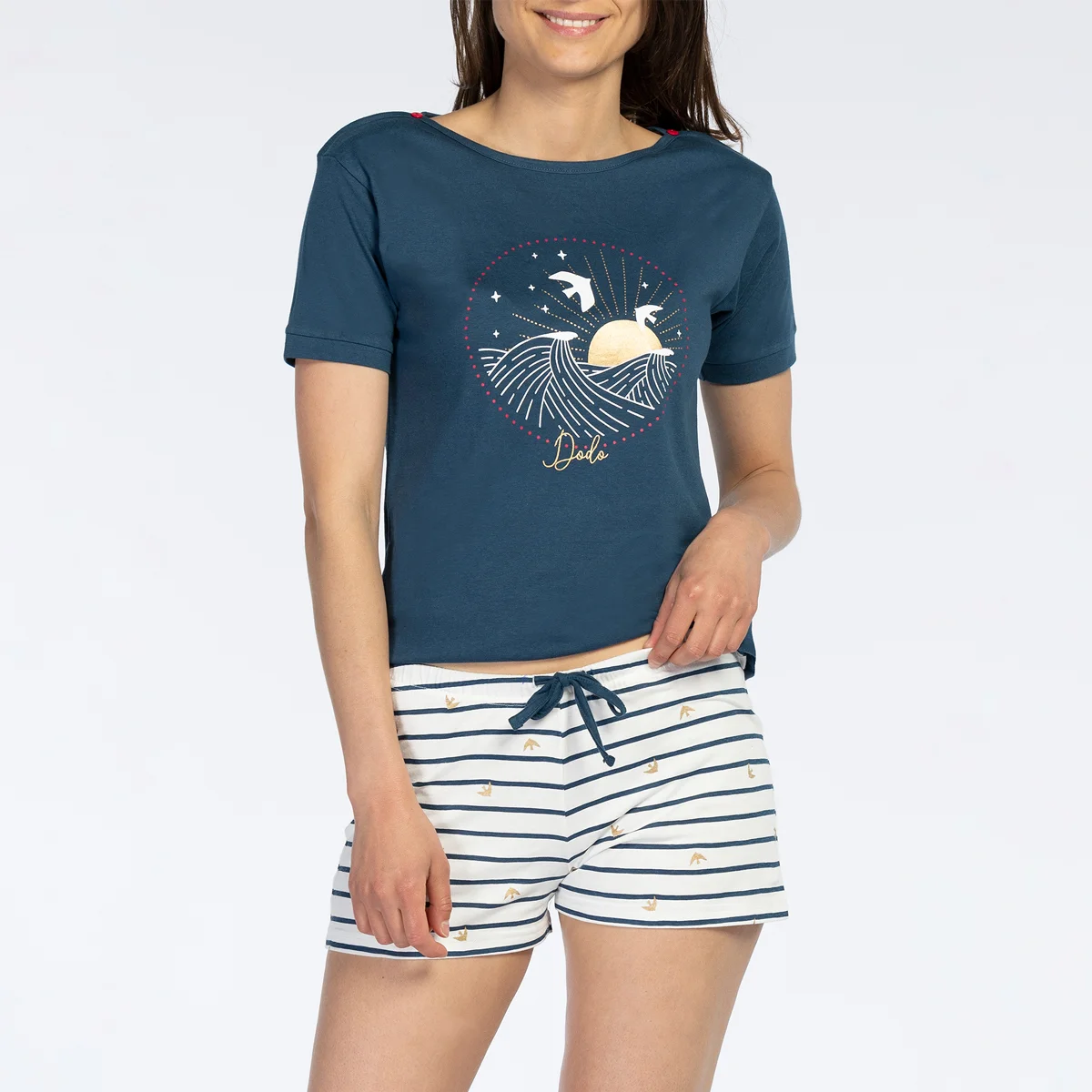 Pyjashort femme HOULE bleu/imprimé