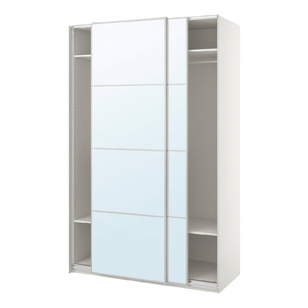 Armoire coulissante avec portes miroir – design moderne blanc – 200×66×236 cm
