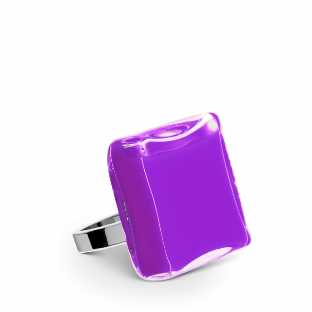 Bague en verre soufflé - Carré Mini Milk