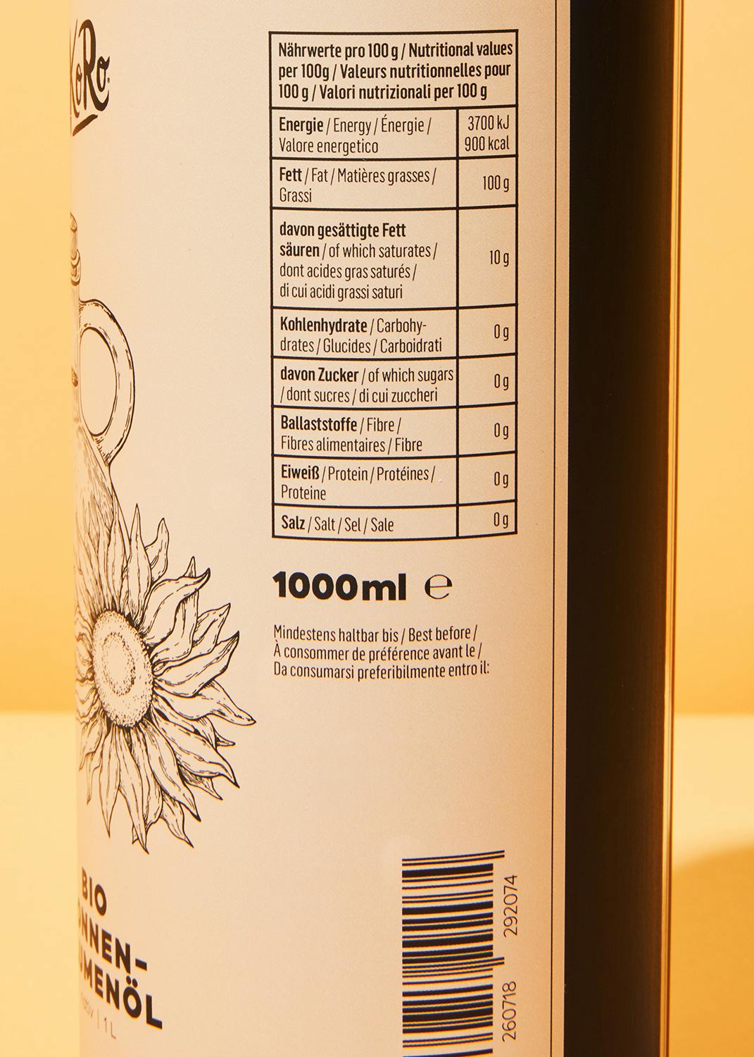 Natives Bio Sonnenblumenöl 1 L