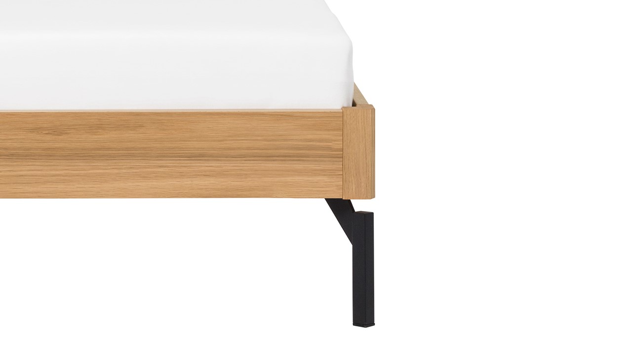 Bed Sky met hoofdbord hout en poten metaal eiken honing