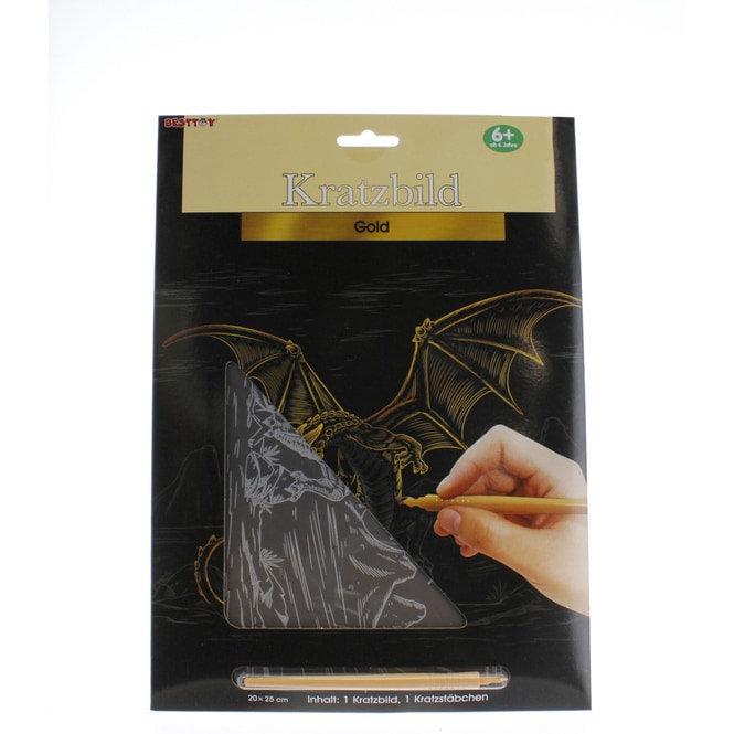 Besttoy - Kratzbild - Drache wütend - Gold