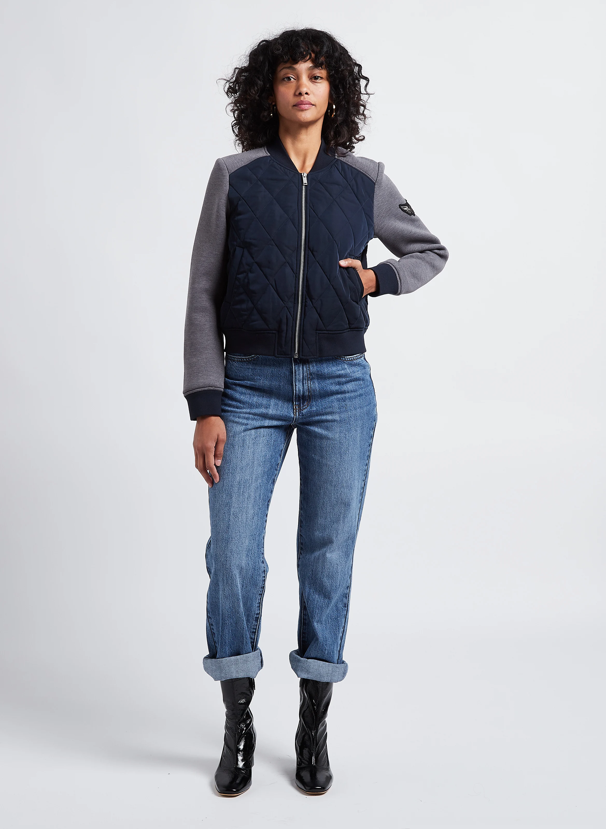 JOLINE - Jean taille haute droit en coton | Bleu