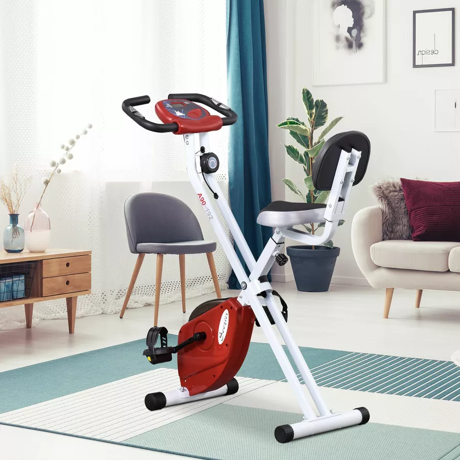 HOMCOM Fahrradtrainer mit Magnetwiderstand rotweiß
