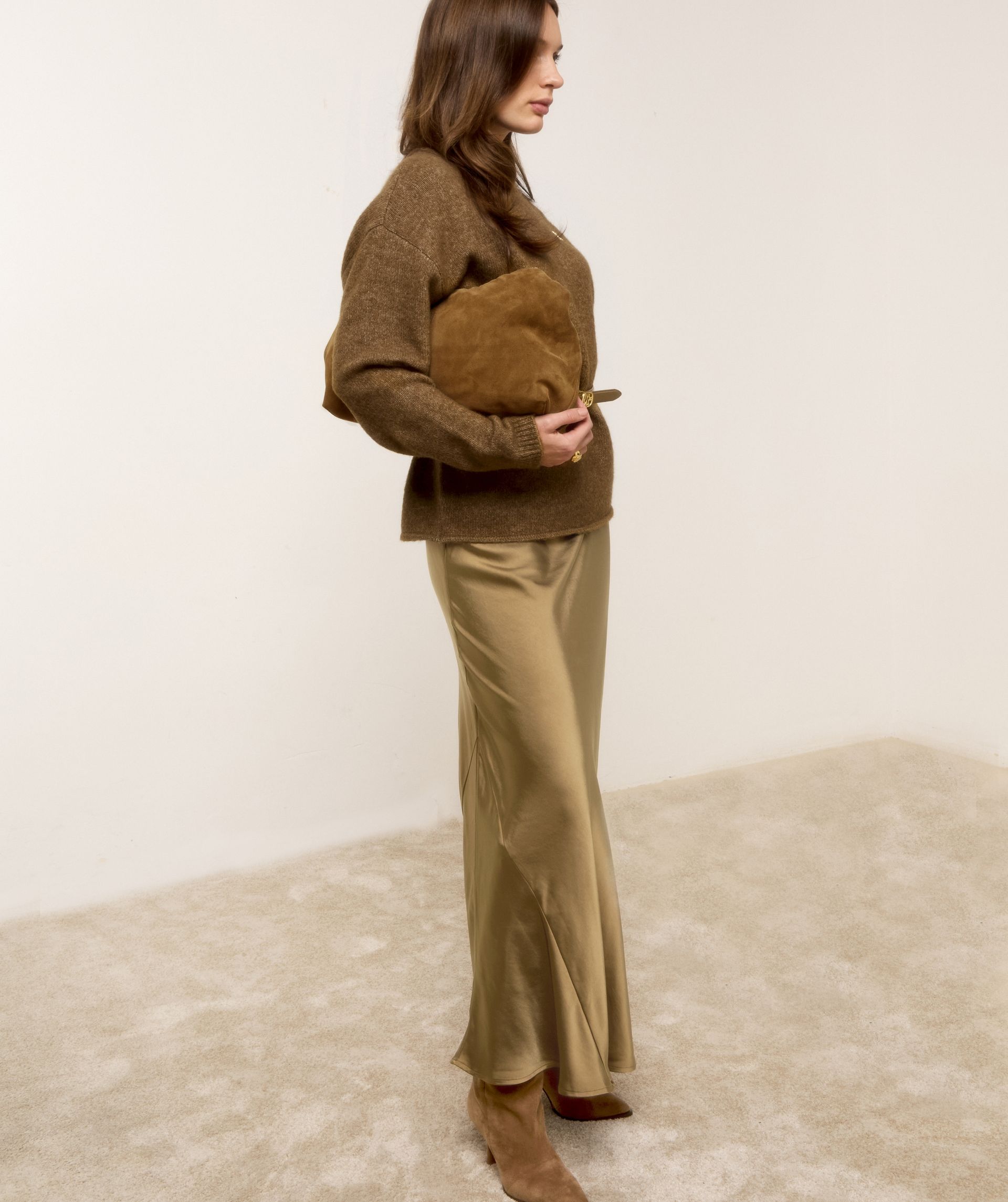 JV-ELINA oversized sweater met wol - khaki