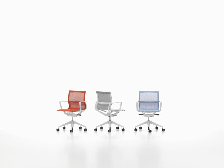 Vitra Physix bureaustoel soft grey onderstel trioknit brick