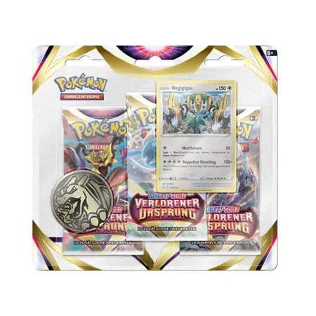Pokemon 3-Pack Blister Schwert & Schild – Verlorener Ursprung 1 Stück, 2-fach sortiert (2 Varianten verfügbar)