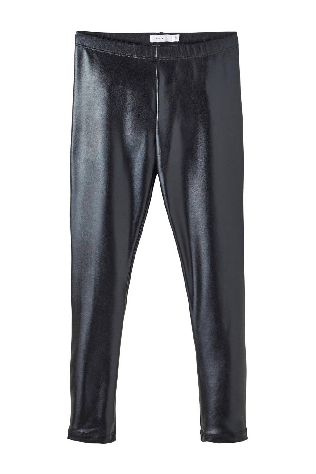 NAME IT imitatieleren slim fit tregging NKFKIVA zwart