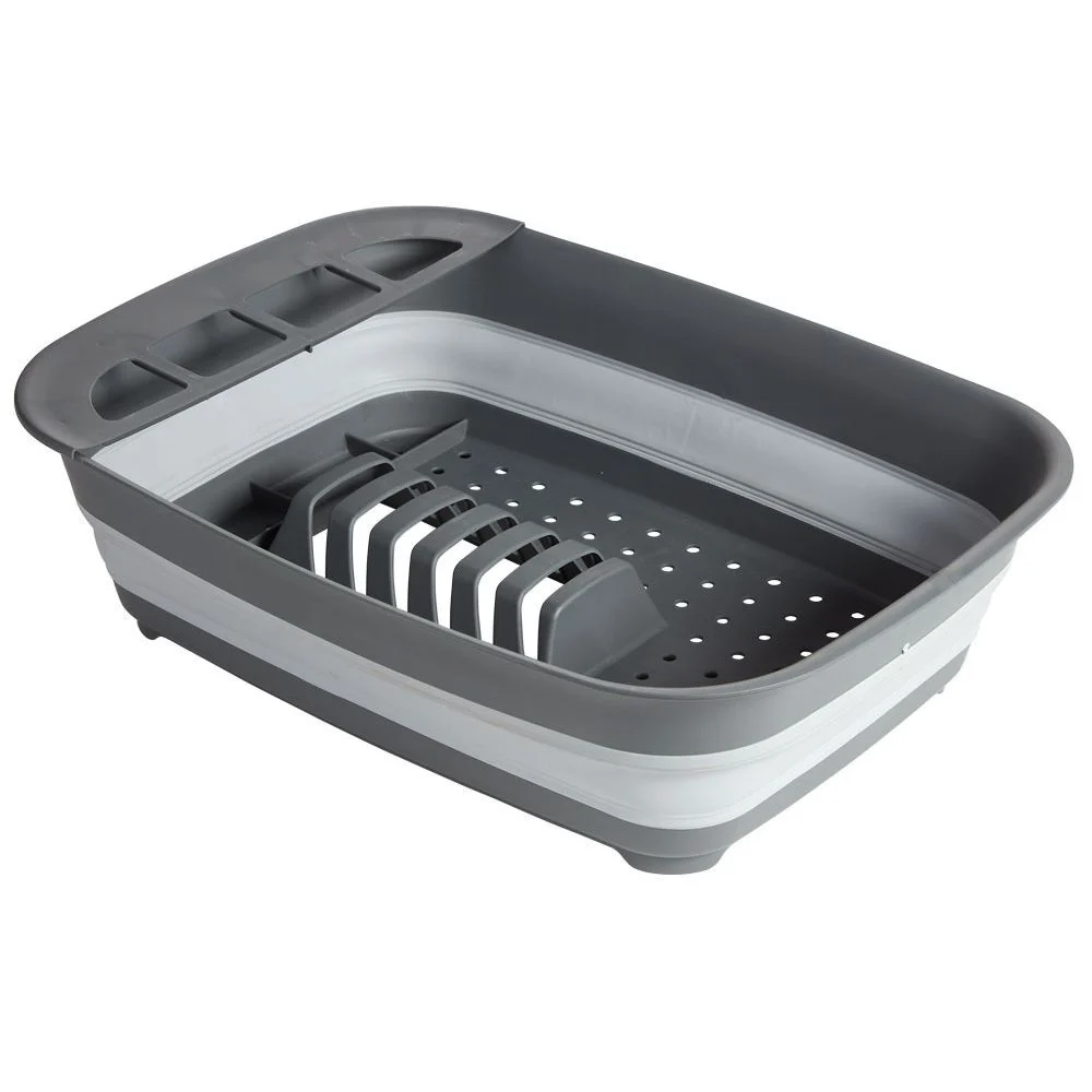 Égouttoir rétractable plastique gris 45x32,5xH5,5/12cm