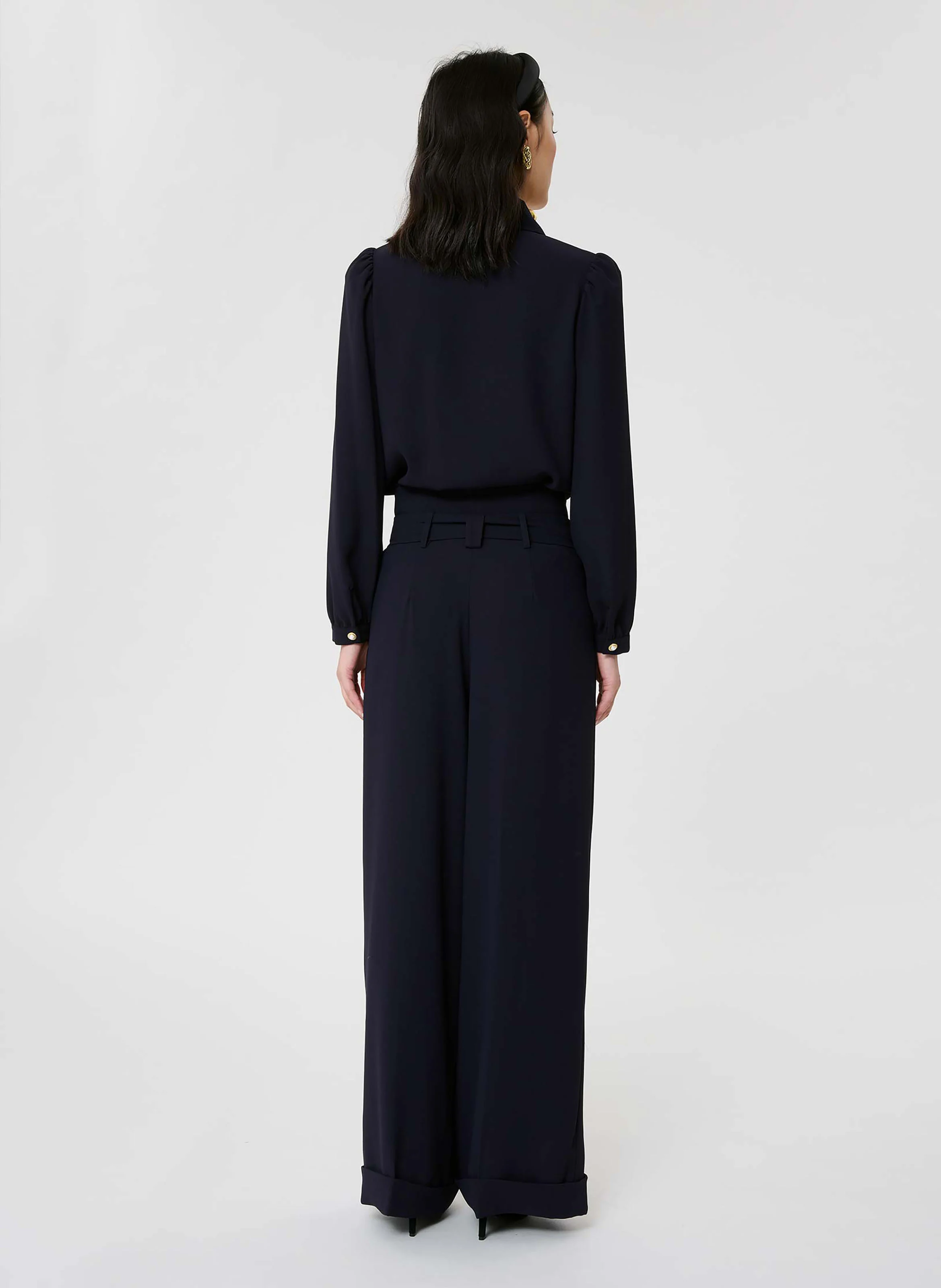PIA - Pantalon large taille haute | Bleu