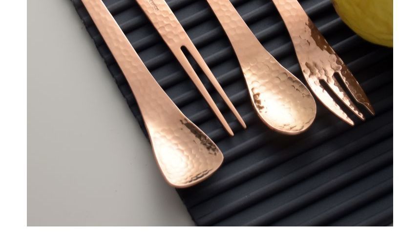 Hashi - Geëmbosseerde roestvrijstalen dessertlepel/vork (verschillende designs)