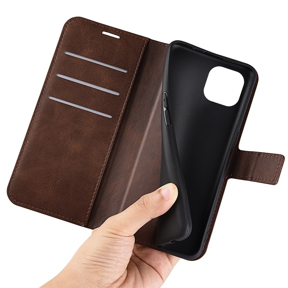 iPhone 14 Vintage Leder Tasche Flip Cover Fashion Design - Braun