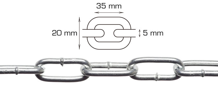 Svejst langleddet kæde 5 mm x 2 meter