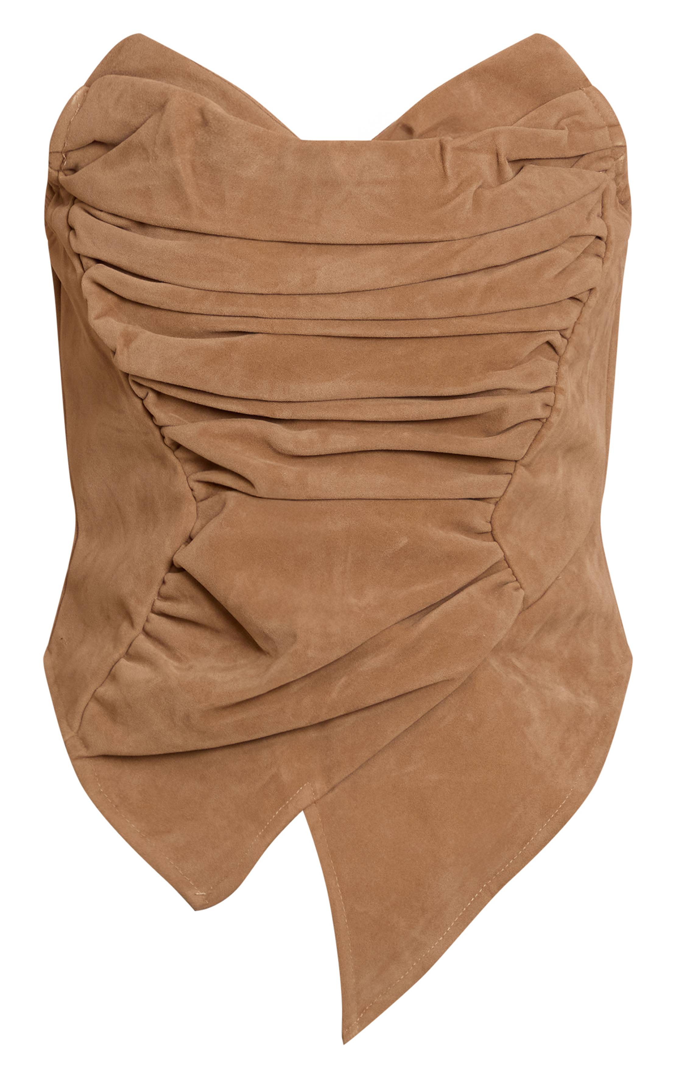 Marron Corset En Synthétique À Ourlet Asymétrique Pointu