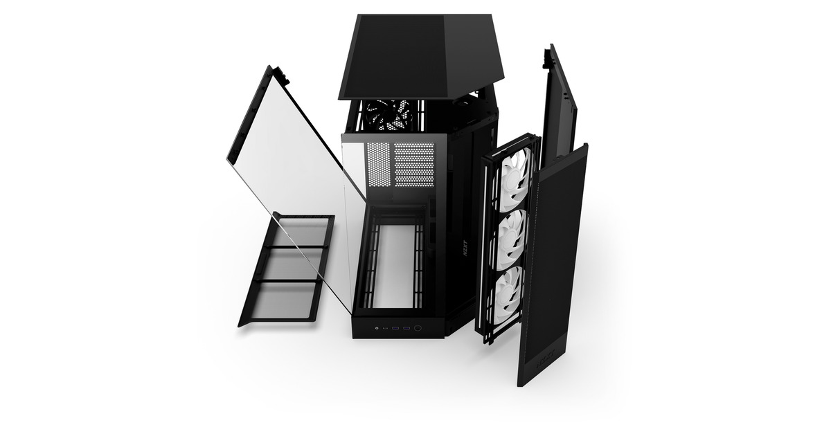 NZXTH9 Flow RGB midi tower behuizing  (Zwart (mat) | 2x USB-A | 1x USB-C | RGB | Tempered Glass)
