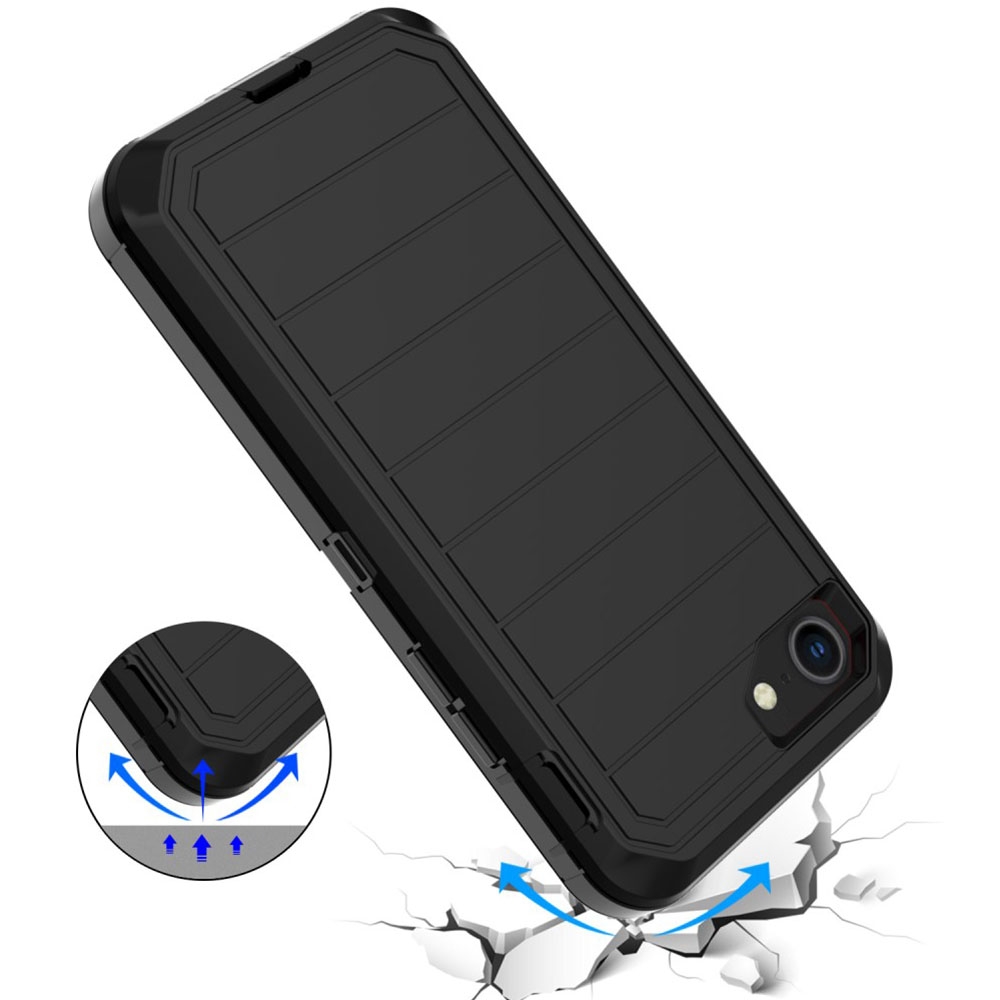 iPhone SE (2022/2020) / 8 / 7 / 6S Outdoor Schutz Hülle   Holster - Schwarz