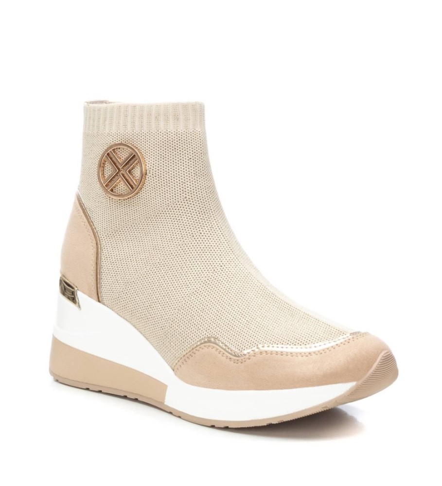 Tênis Xti 141467 Bege - Salto plataforma de 7 cm
