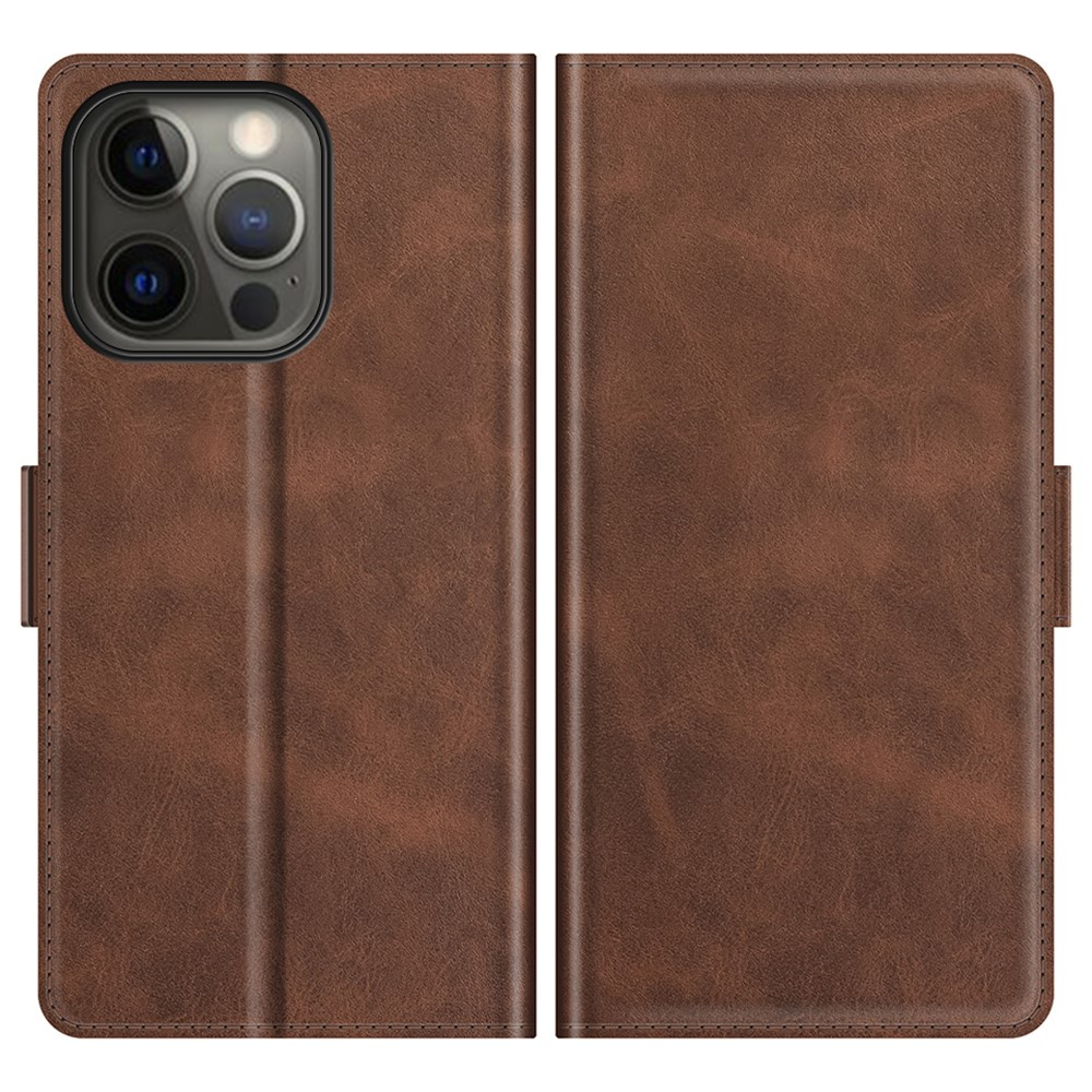 iPhone 13 Pro Vintage Leder Tasche Flip Cover Fashion Design - Braun