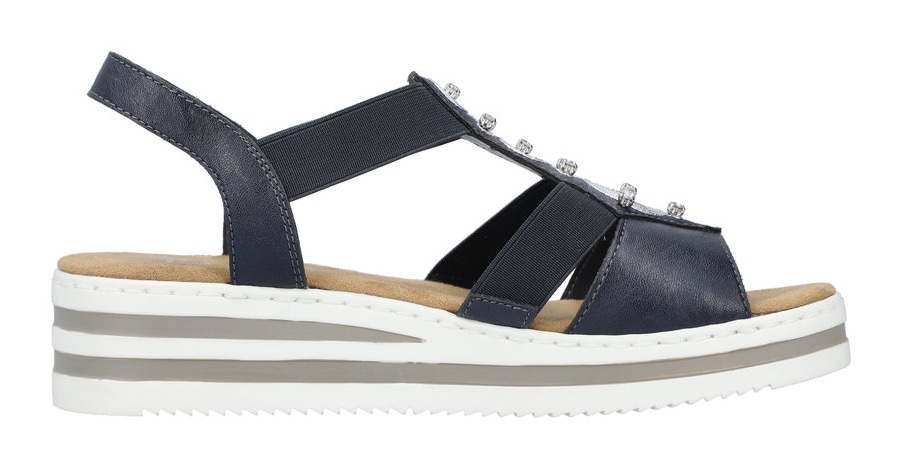 Rieker Riemchensandale  , Sommerschuh, Sandalette, Keilabsatz, mit gestreifter Sohle