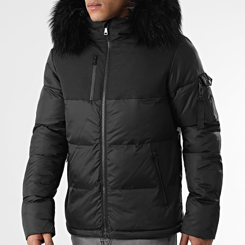 Doudoune Capuche Tech Puffer Avec Fourrure Noir 0020 Noir