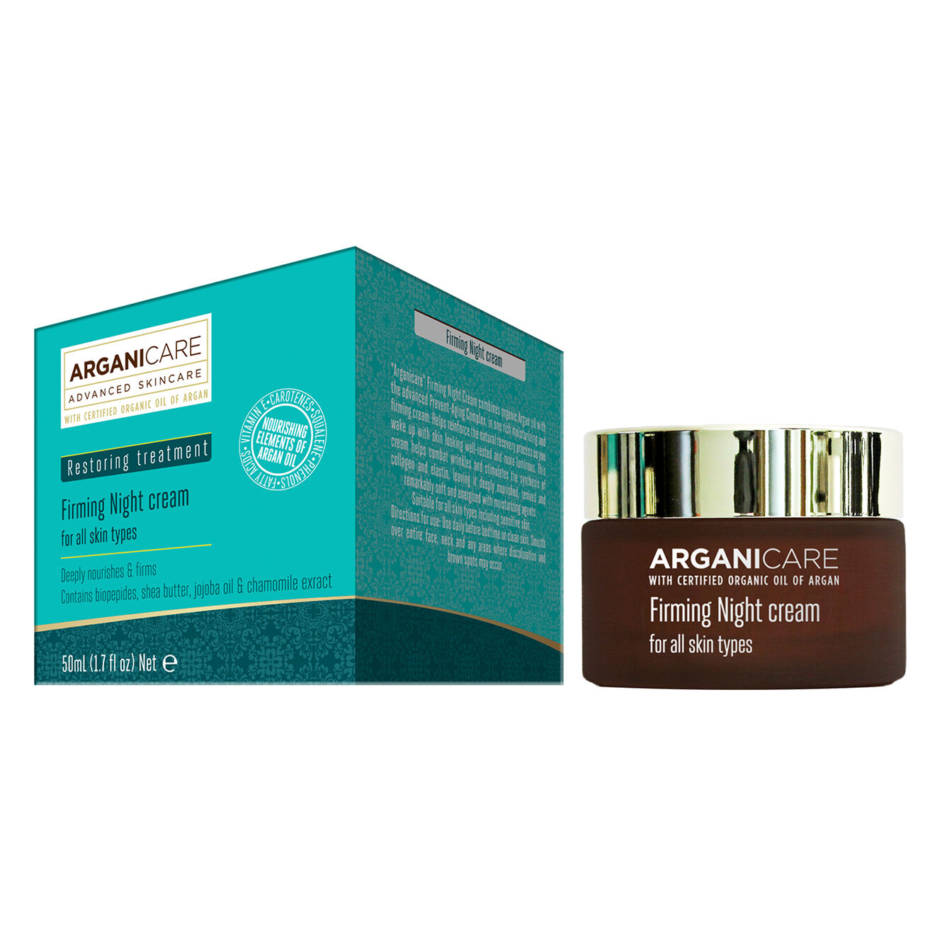 Arganicare Crème de nuit raffermissante - Tous types de peaux - 50 ml
