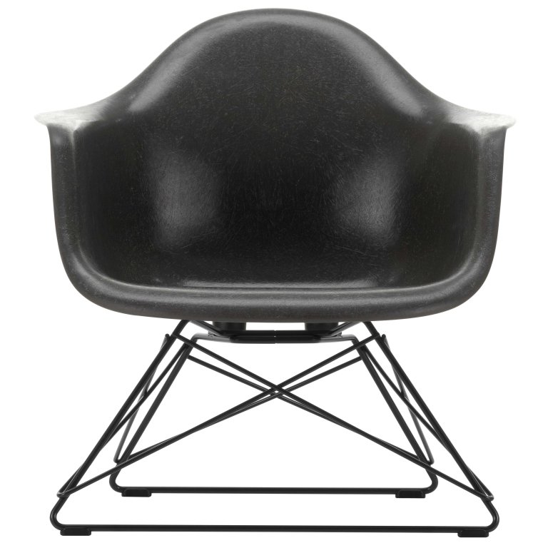 Vitra Eames LAR Fiberglass loungestoel zwart, elephant hide grey