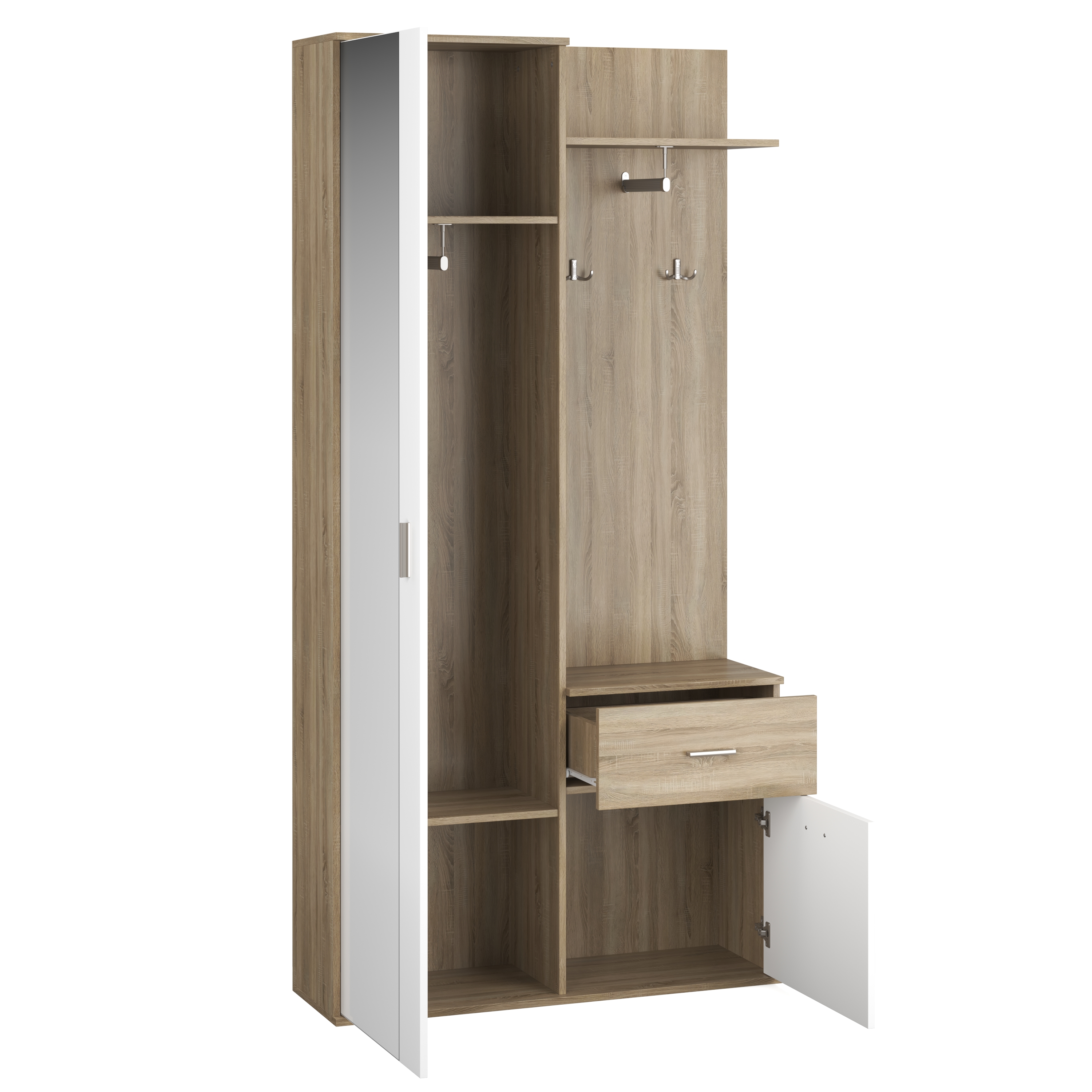 Garderobe NAZARIO 97 x 195 cm hellbraun/weiss