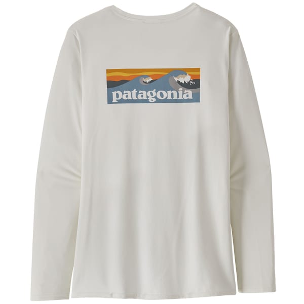 T-shirt randonnée PATAGONIA W'S L/S CAP COOL DAILY GRAPHIC SHIRT WATERS BOARDSHORT LOGO LIGHT PLUME GREY: WHITE