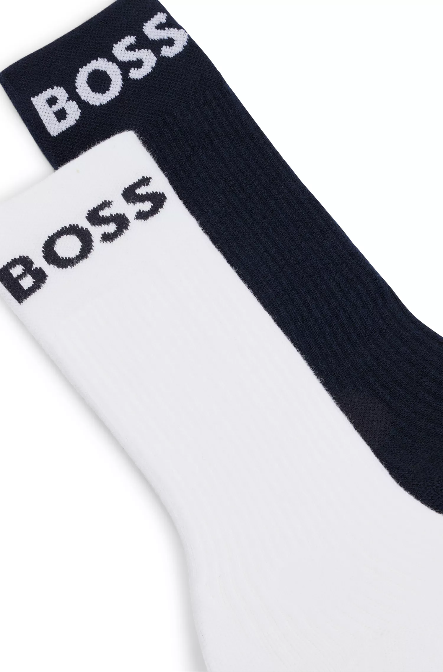 BOSS Black - Pacote com dois pares de meias cano curto em tecido elástico