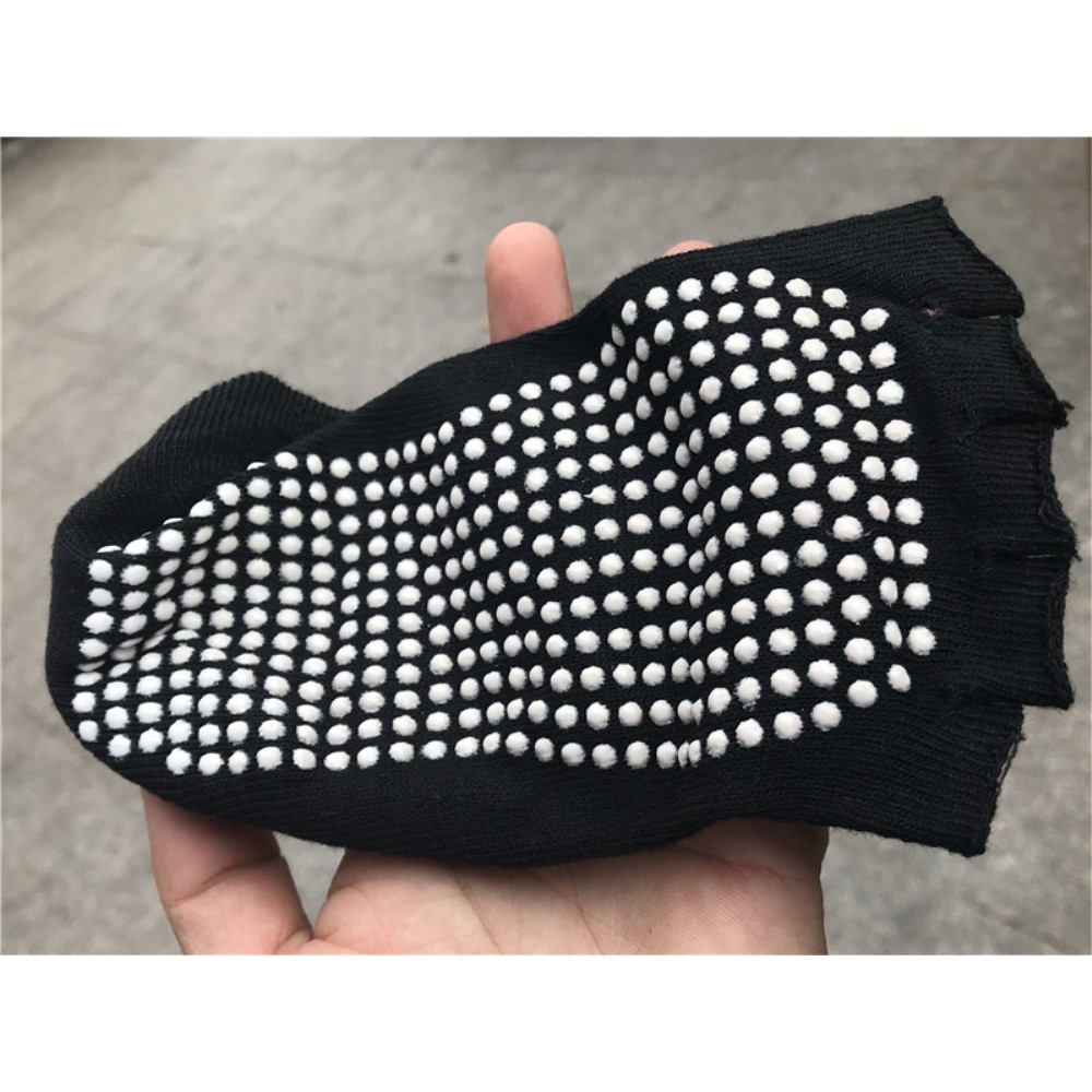 (1 Paar) Anti Rutsch Pilates Yoga Zehfreie Sport Socken Füsslinge (One Size) - Schwarz