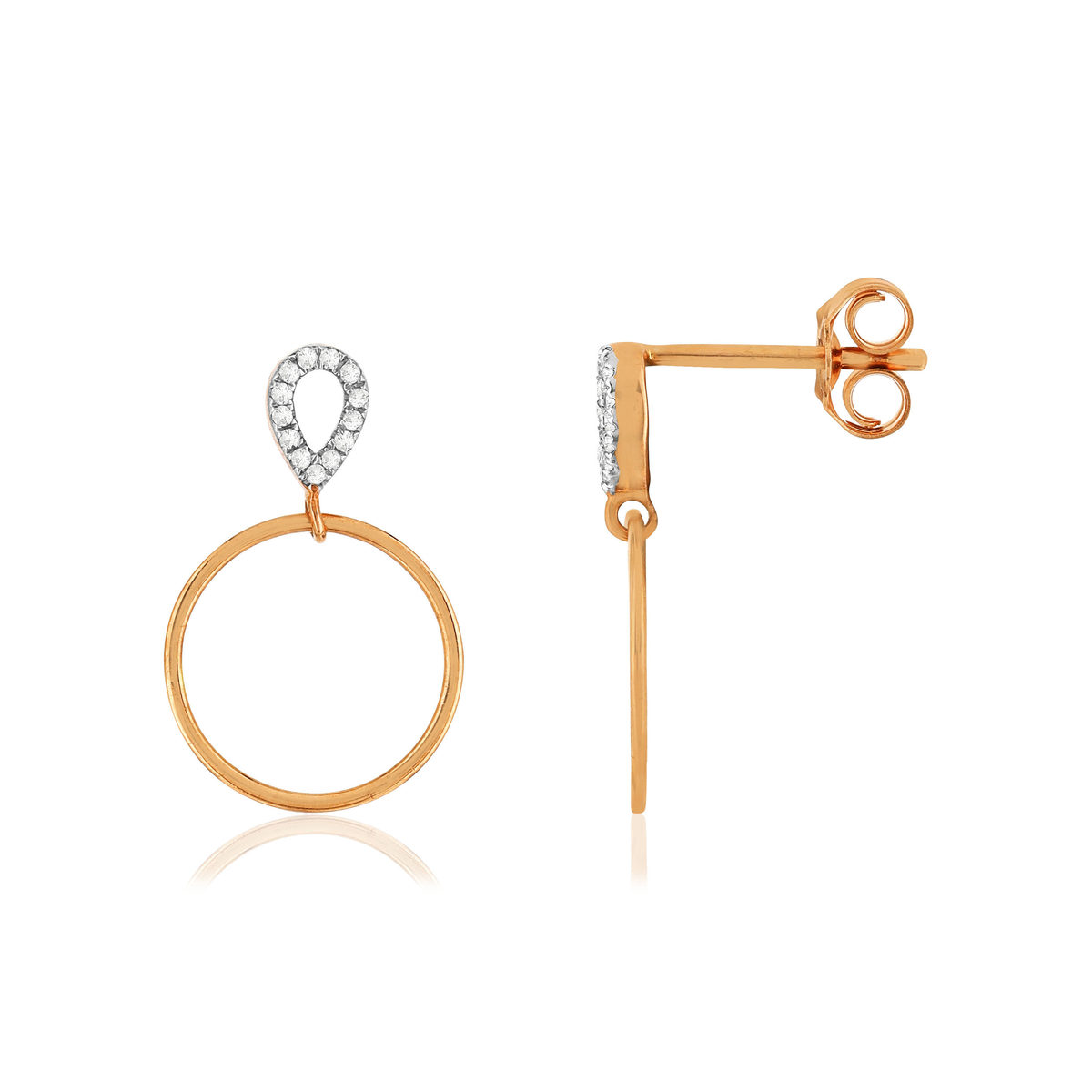 Boucles d'oreilles or 375 rose diamants