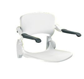 Handicare Linido douchezitting m. rugleuning en armleggers m. kunststof zitting opklapbaar wit