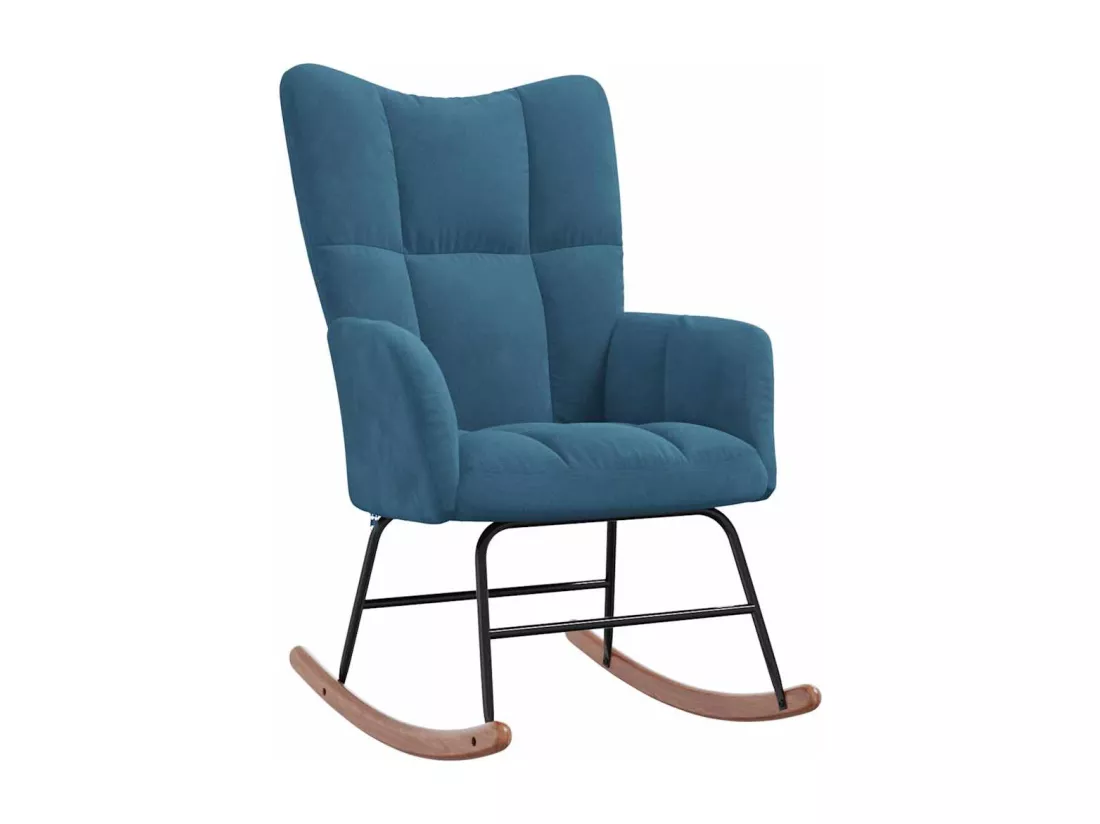 Chaise à bascule avec repose-pied Bleu Velours