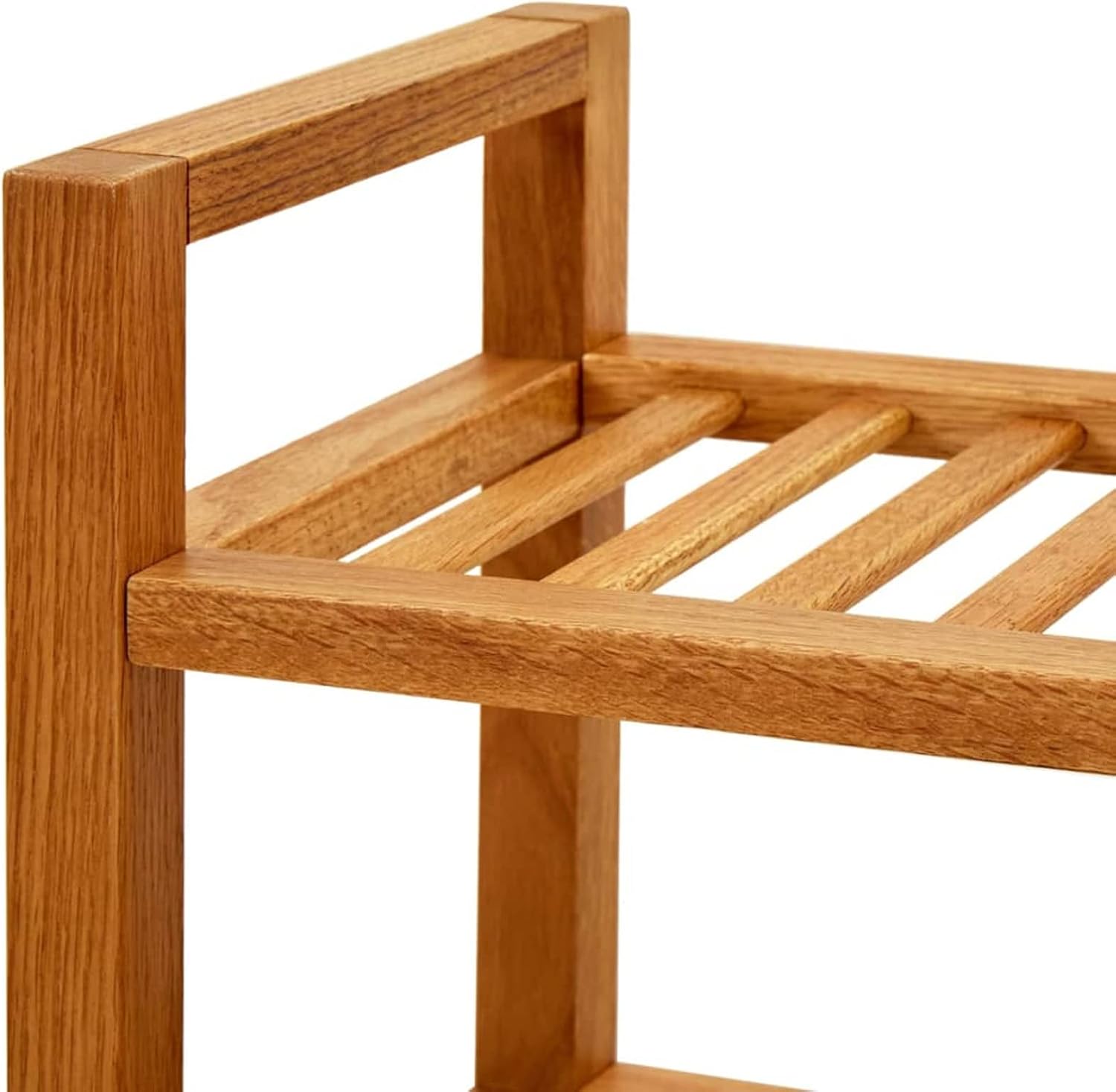 ZEYUAN Schuhregal mit 2 Etagen, Shoe Rack, Schuhständer, Schuhschrank, Schuh Regal, Schuhaufbewahrung, Schuhhalter, 100x27x40 cm Massivholz Eiche