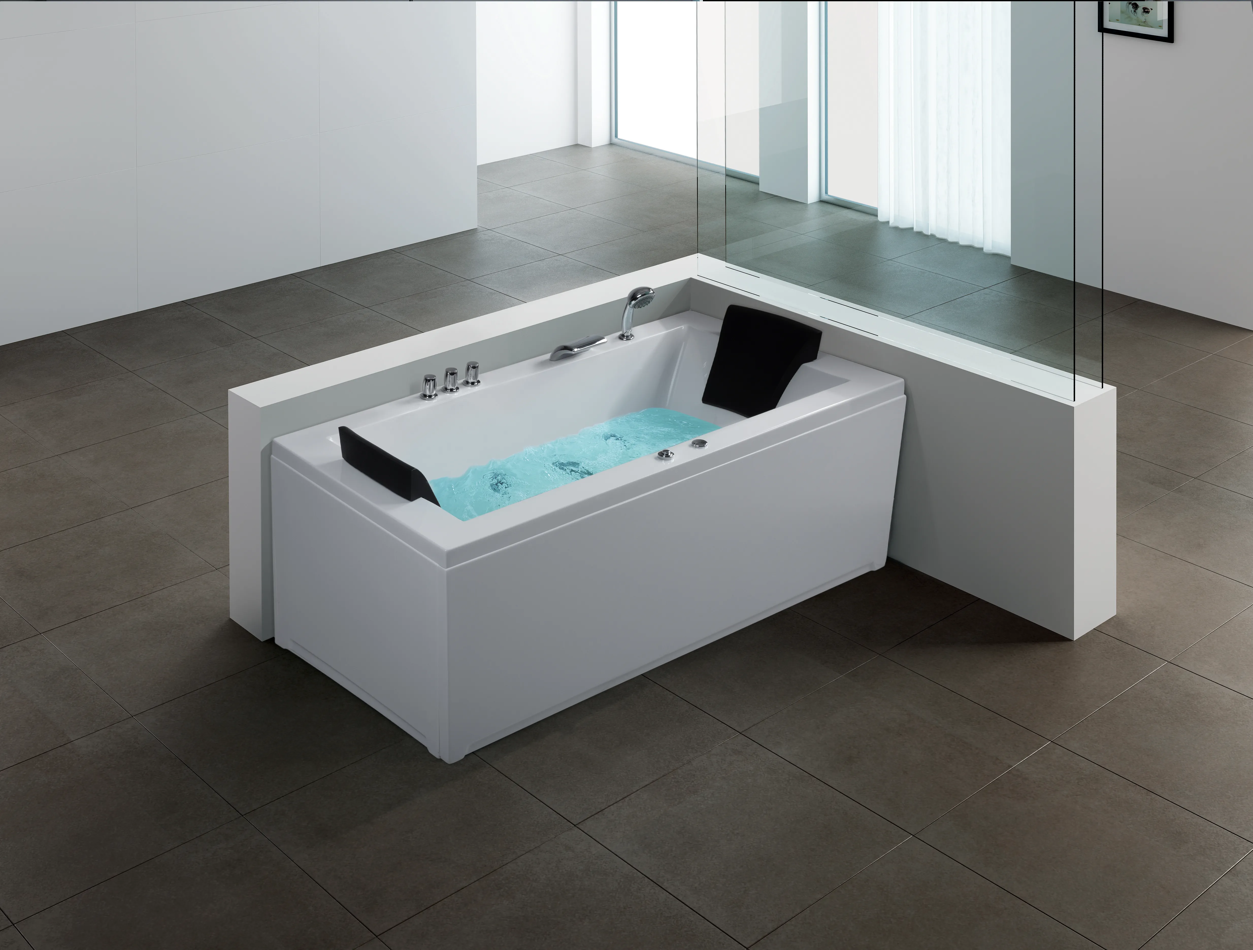 Hoek bubbelbad met LED VARADERO linkszijdig 183 x 90 cm Wit