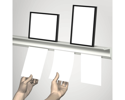 Posterrail Info Rail met plank 200 cm wit