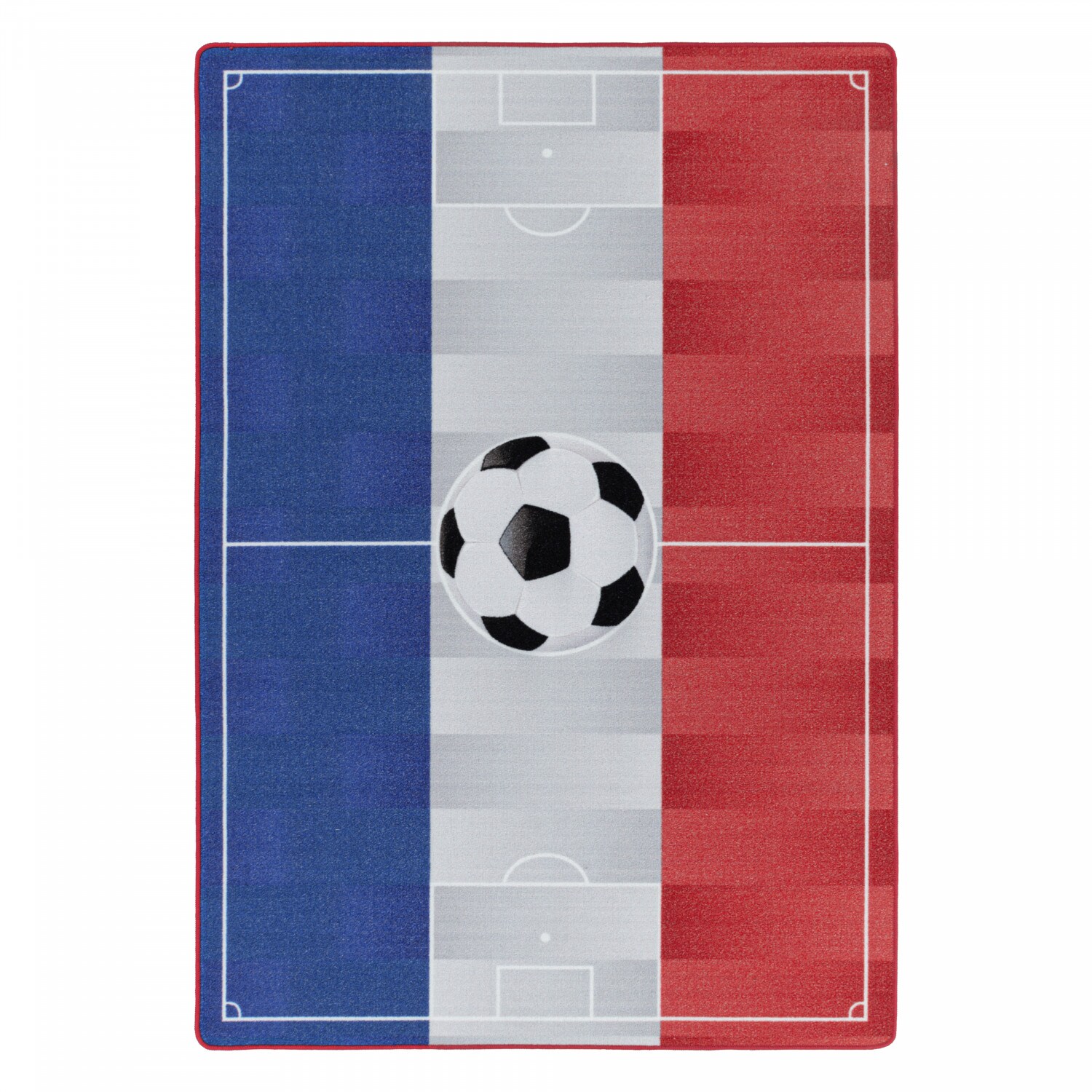Kinderteppich Fußball, Fußballfeld mit Flaggen Motiv, Höhe 9 mm Ökotex Standard