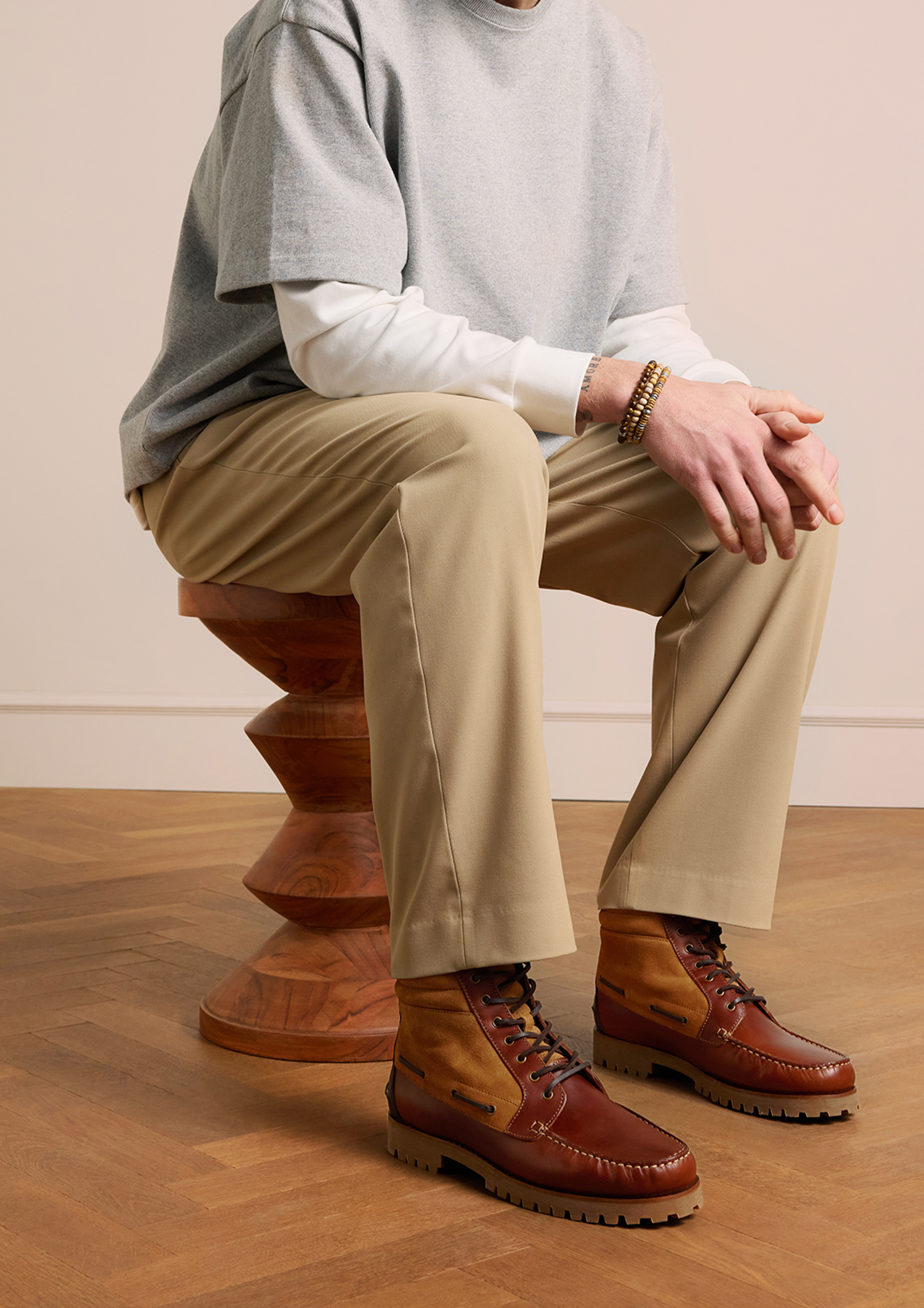 Cognac leren veterboots