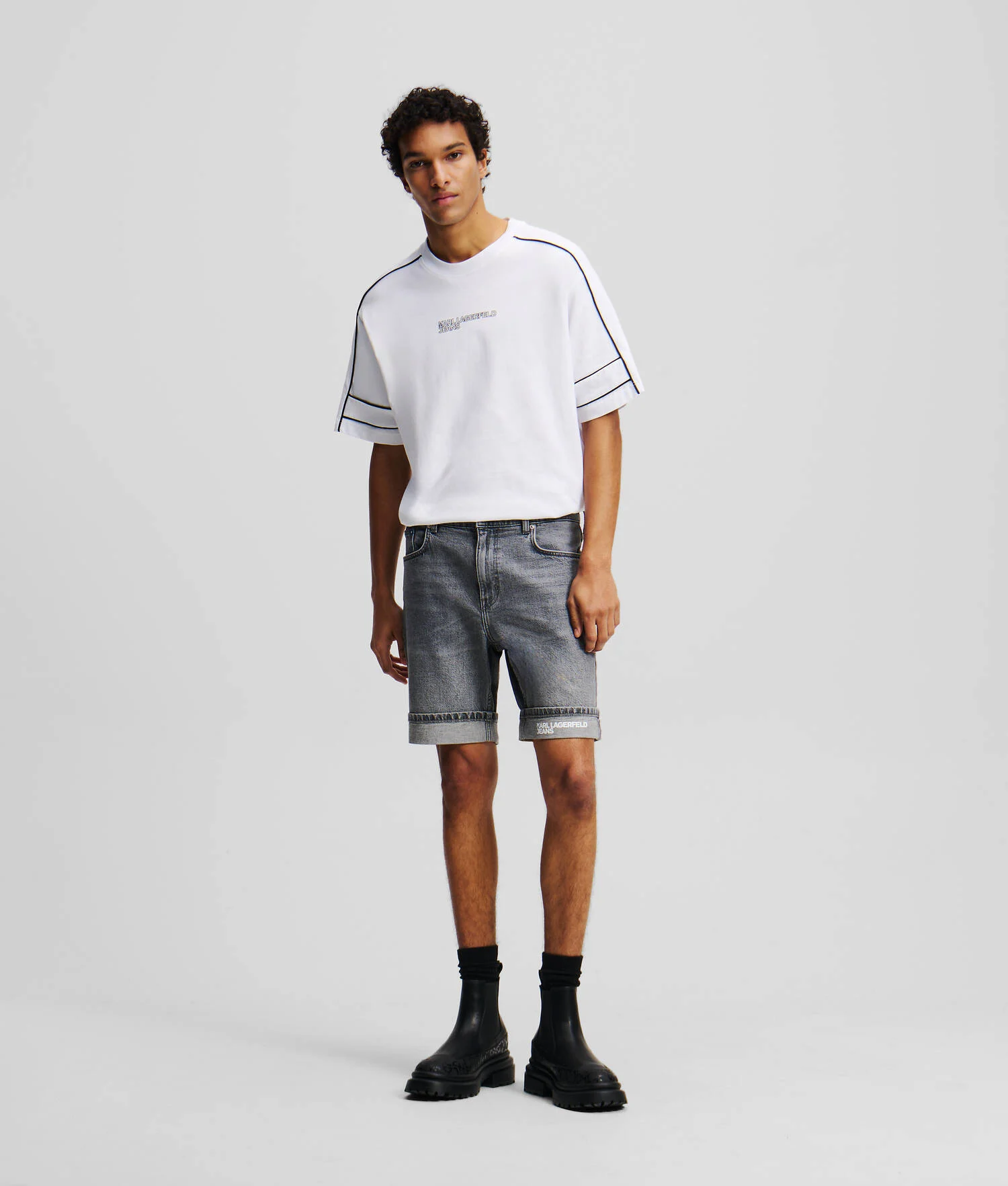 SHORT SLIM - Gris clair délavé