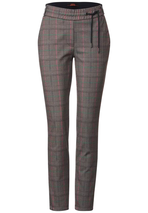 Karierte Casual Fit Hose - sporty taupe