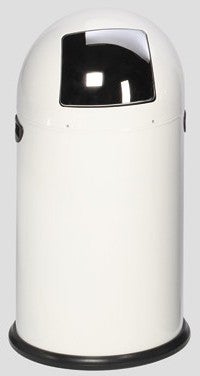 PROREGAL Classic afvalbak met klep, 40 liter binnenbak, HxBxD 73 x 46,5 x 46,5 cm, gegalvaniseerd staal, wit