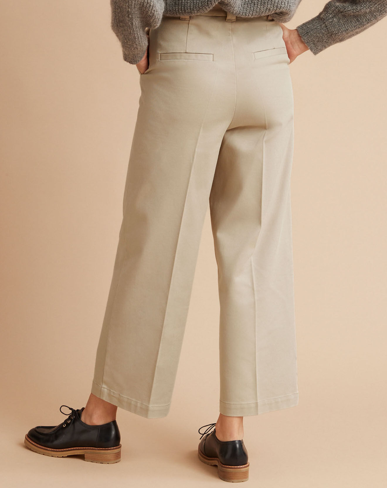 Cyrillus Pantalon large en Twill beige moyen