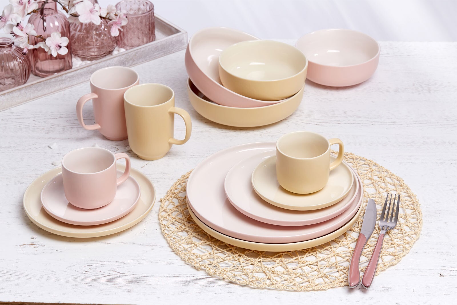 Ritzenhoff & Breker Kaffeebecher JASPER 6er Set - je 320 ml rosa/ weiß