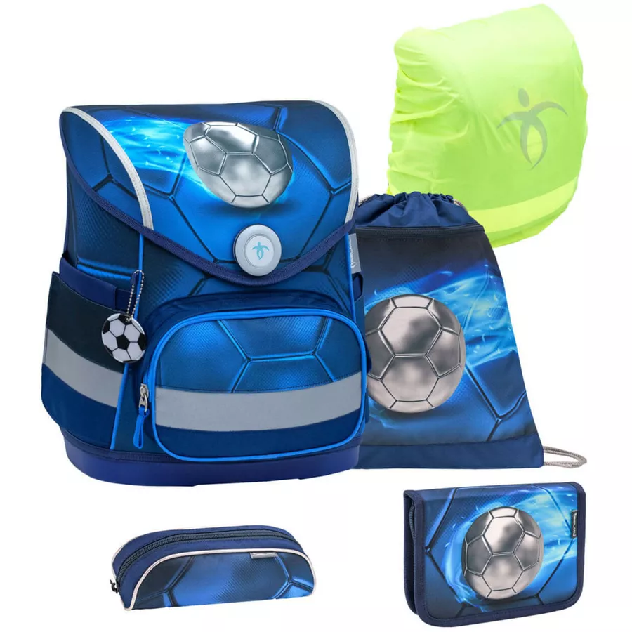 Belmil Schulranzen Compact Schulranzen Set 5-teilig mit Brustgurt Football 4