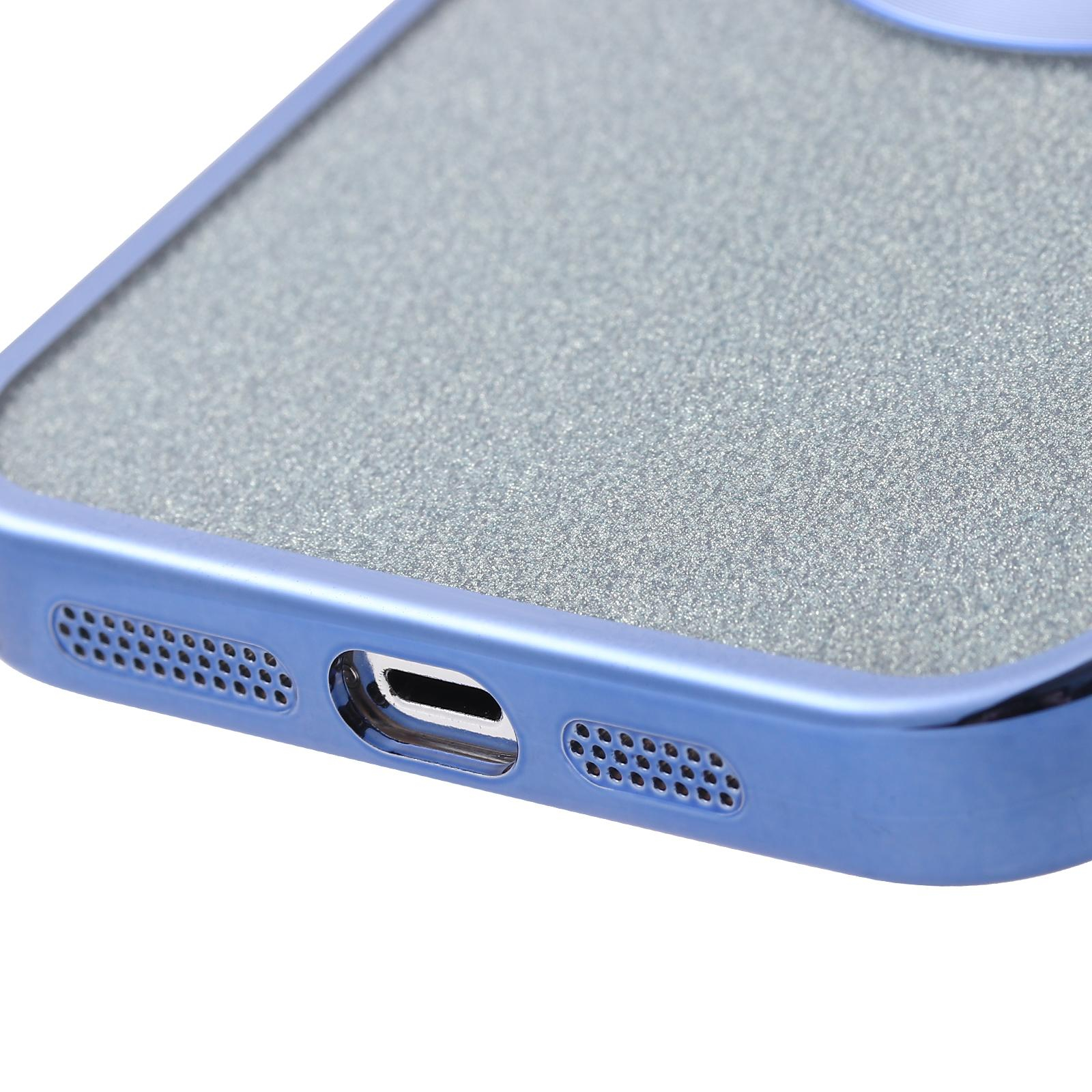 iPhone 13 Pro MagSafe Gummi Case Hülle mit Acryl Kameraglasschutz im Glitzer Design - Hellblau / Transparent