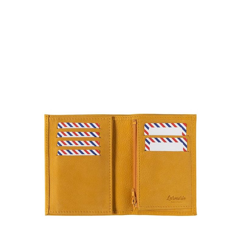 Petit portefeuille Victor en cuir Nubuck Soleil Jaune