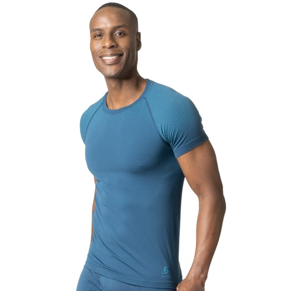 T-shirt running ODLO ML PERFORMANCE LIGHT BLUE WING TEAL - SAXONY BLUE