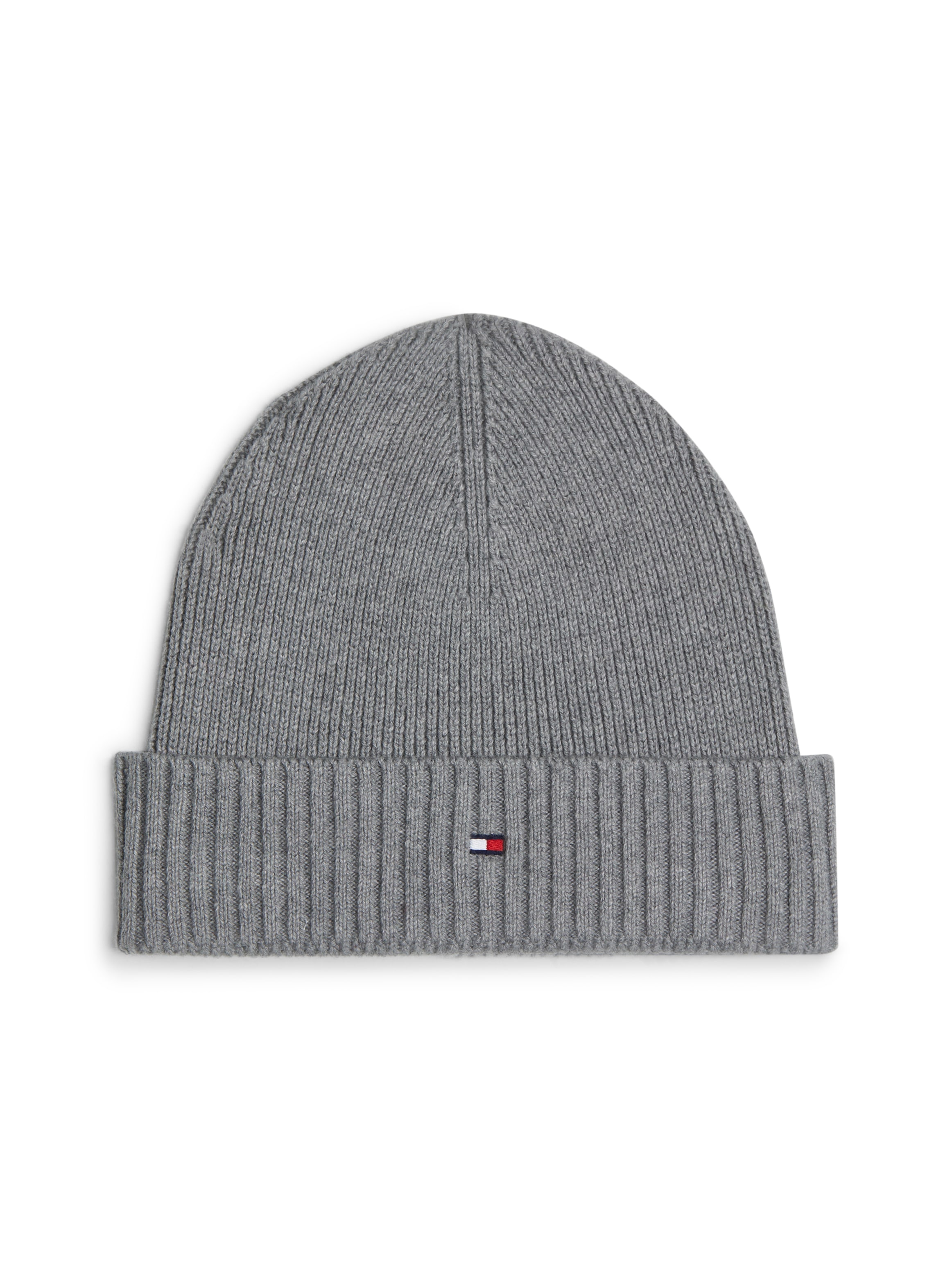 Tommy Hilfiger Strickmütze »TH FLAG PIMA COTTON BEANIE«, Beanie mit Logostickerei, mit Kaschmiranteil Unisex